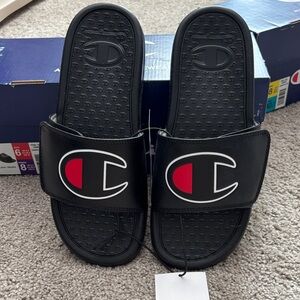 Champion Black and Red Slide Sandals